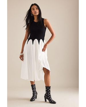 Siempre Michelle Sleeveless Colourblock Midi Dress - Black