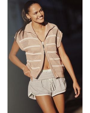 Varley Haney Short-Sleeve Zip-Front Knit Cardigan - Black