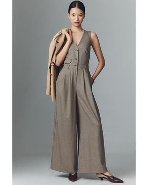 Maeve The Avery Wide-Leg Pleated Jumpsuit By - Grey