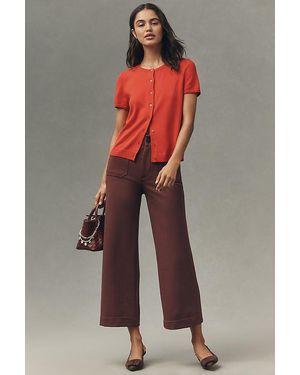 The Colette Collection by Maeve The Colette Knit Crop Wide-Leg Trousers By Maeve - Brown