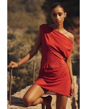 SOVERE Ada One-Shoulder Ruched Mini Dress - Red