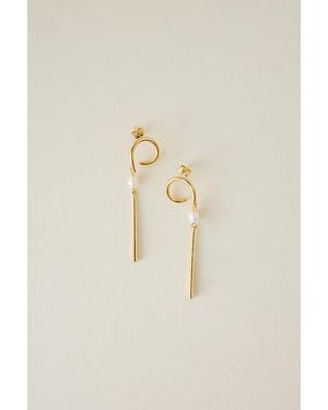 Anthropologie Swirl Pearl Drop Earrings - Natural