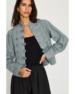 By Anthropologie Denim Military Jacket - Grey