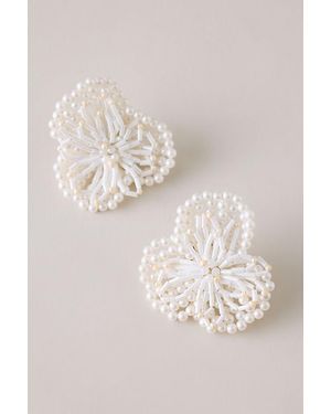 By Anthropologie Beaded Flower Stud Earrings - Natural
