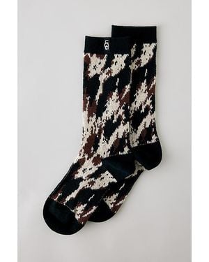 UGG Gianni Animal Print Crew Socks - Black