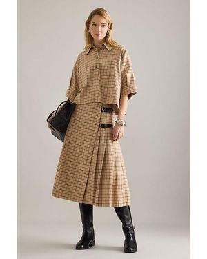 Barbour Hollington Tartan Midi Skirt - Natural