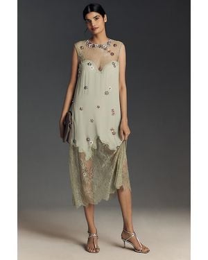 Forever That Girl Floral Appliqué Sleeveless Midi Dress - Black
