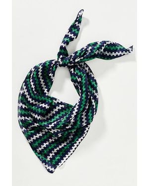 Celandine Large Printed Silk Scarf - Blue