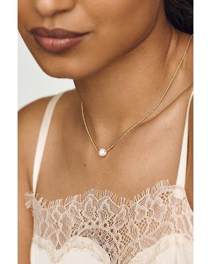 By Anthropologie Delicate Pearl Pendant Necklace - Brown