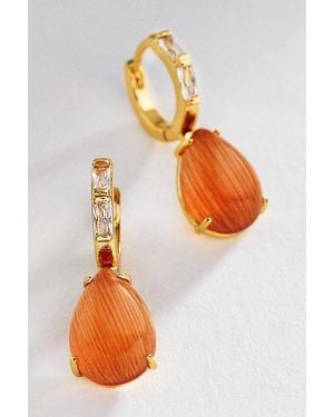 By Anthropologie Gemstone Huggie Hoop Earrings - Orange