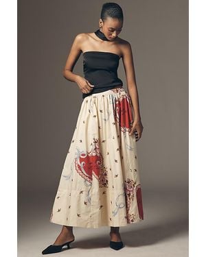 Maeve Jacie Poplin Printed Maxi Skirt By - Grey