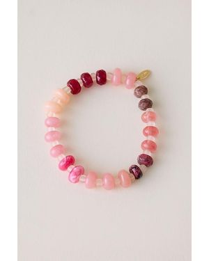 Anthropologie Multi-Colour Semi-Precious Beaded Stretch Bracelet - Pink