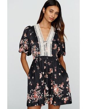 By Anthropologie Lace-Trim Mini Dress - Black