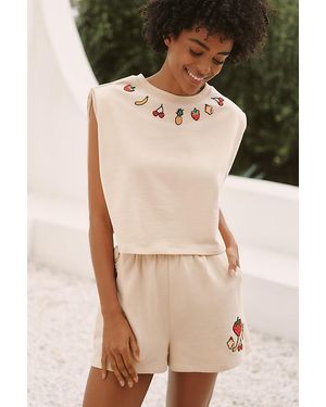 Celandine Coney Icon Embroidered Sweat Shorts - Natural