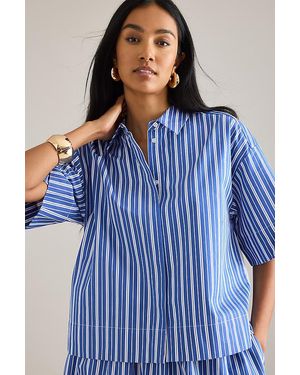 SELECTED Fia Short-Sleeve Crop Shirt - Blue