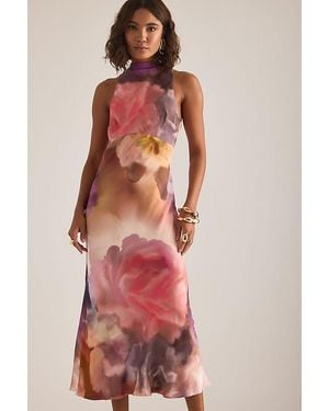 By Anthropologie Milly Printed High-Neck Midi Dress - Pink