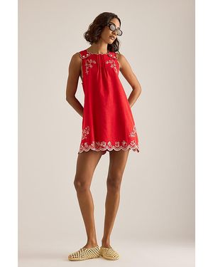 Damson Madder Natalina Pinafore Mini Dress - Red