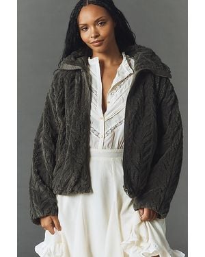 Pilcro Textured Faux-Fur Jacket - Green