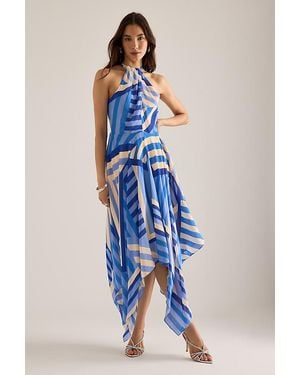 By Anthropologie Marni Stripe Halter Maxi Dress - Blue