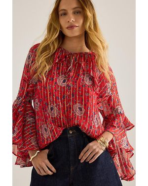 Queen of Archive Annie Chiffon Blouse - Red