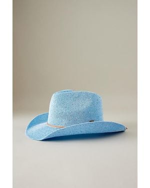 Anthropologie Sparkle Straw Cowboy Hat - Blue