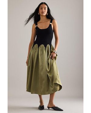 Siempre Hardware Colourblock Midi Dress - Green
