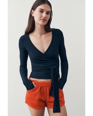 Daily Practice Surplice Wrap-Front Top - Blue