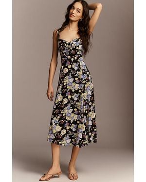 Maeve Sweetheart Printed Midi Dress - Brown