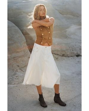 Pilcro Pleated Culotte High-Rise Culotte Jeans - White