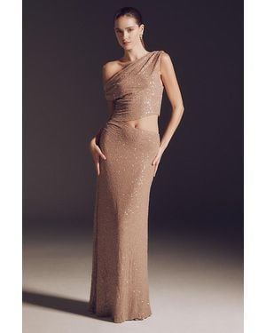 Mare Mare Liquid Sequin Column Maxi Dress - Blue