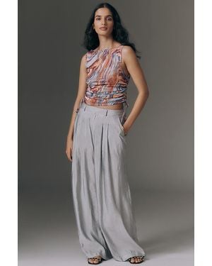 Maeve The Avery Sheer Wide-Leg Trousers By - Grey