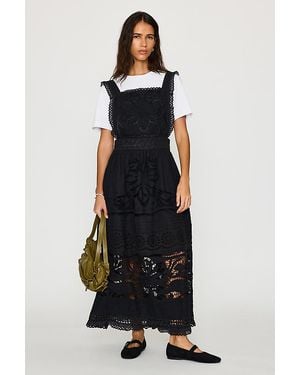 Bl-nk Cutwork Midi Apron Dress - Black