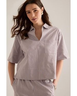 SELECTED Romie V-Neck Short-Sleeve Shirt - Brown
