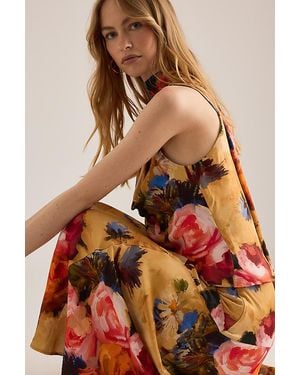 By Anthropologie Printed Scarf-Detail Cami Top - Brown