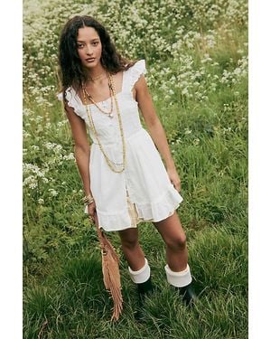 By Anthropologie The Peregrine Square-Neck Mini Dress - White