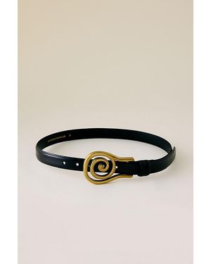 By Anthropologie Swirl Buckle Leather Belt - Black