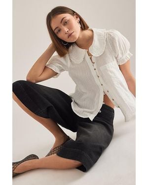 Pilcro The Keira Collared Button-Front Blouse By - White