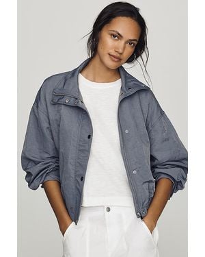 Pilcro Nylon Funnel-Neck Bomber Jacket - Grey
