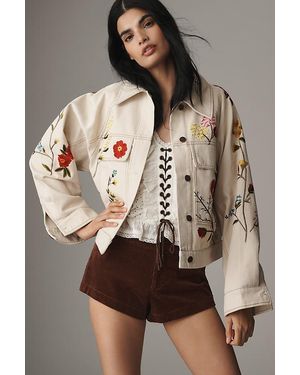 By Anthropologie Floral Embroidered Jacket - Brown