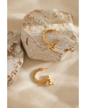 Tilly Sveaas Plated T-Bar Hoop Earrings - Natural