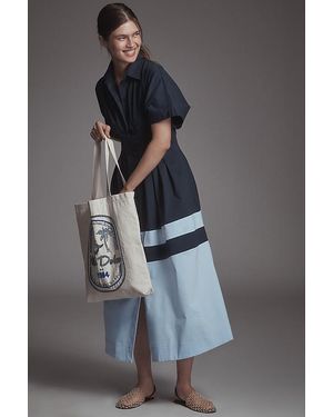 Exquise The Tobie Button-Front Pleated Shirt Dress By - Grey