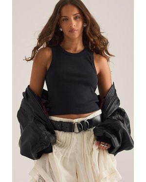 By Anthropologie The Rib City Racer Tank Top - Black