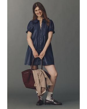 Pilcro The Keira Faux-Leather Mini Dress By - Grey