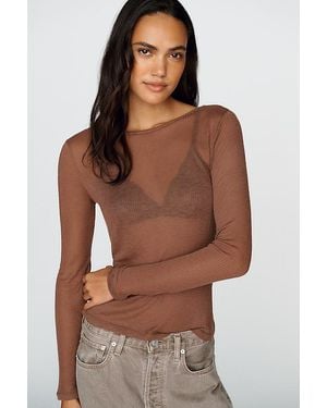 By Anthropologie Bruna Cashmere Blend Ribbed Top - Brown