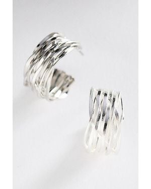 Anthropologie Textured Metal Hoop Earrings - Metallic