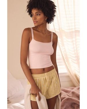 By Anthropologie The Honey Seamless Ribbed Two-Strap Tank Top - Brown