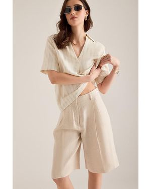 SELECTED Ida High-Rise Linen Shorts - Natural