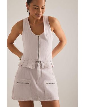 seventy + mochi Naya Zip-Pocket Denim Mini Skirt - Pink