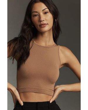 By Anthropologie The Reegan Seamless Ribbed Cropped Tank Top - Brown