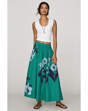 Maeve Jacie Poplin Printed Maxi Skirt By - Grey